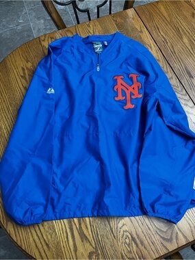 Majestic Royal Blue Pullover with Orange NY Mets Logo